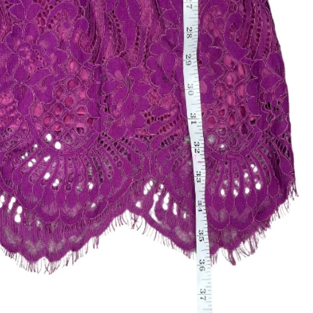AOOKSMERY Purple Floral Lace Midi Dress NWT Lace Up Back Cocktail Wedding Guest